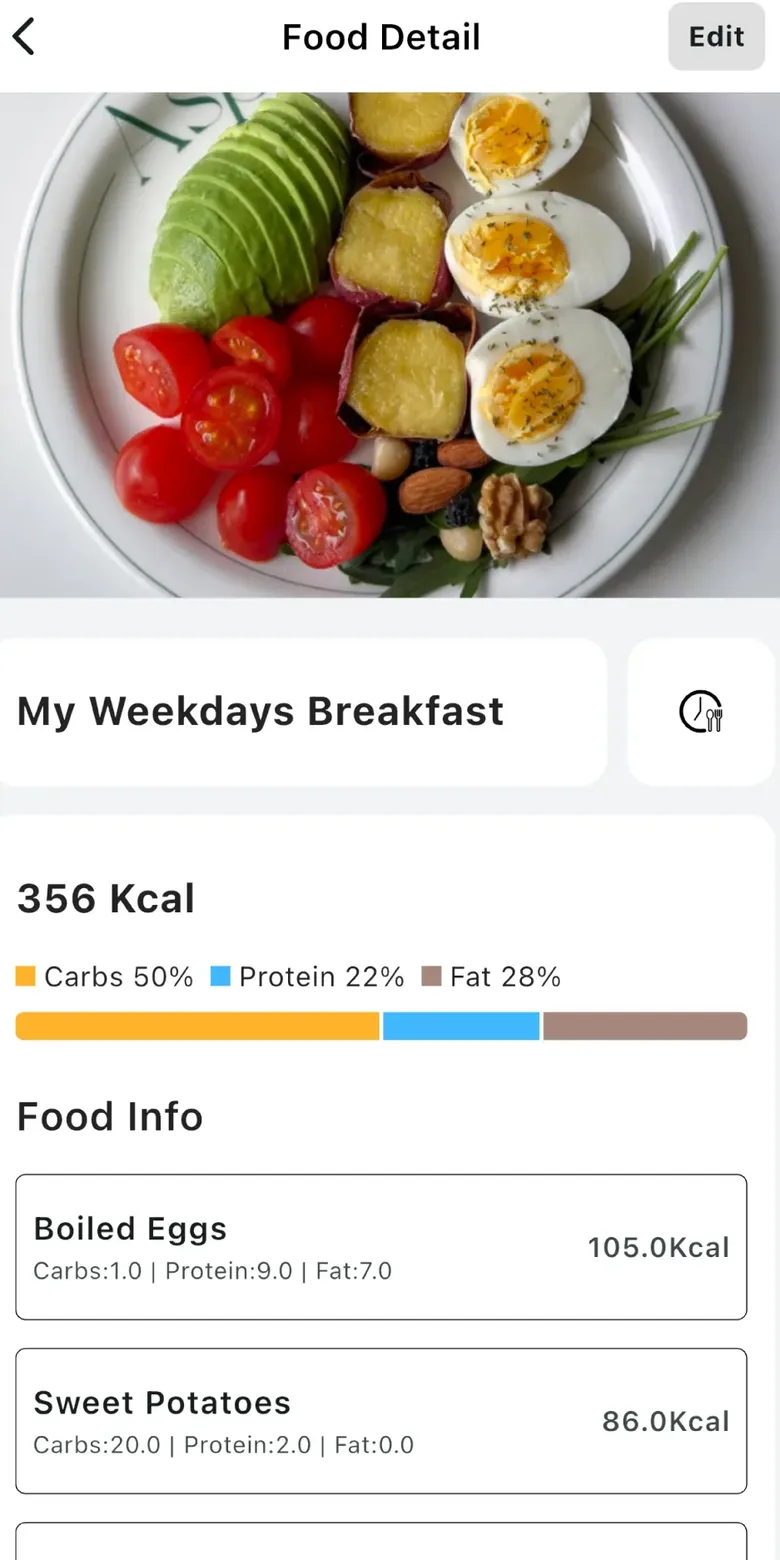 Teambros app — food detail
